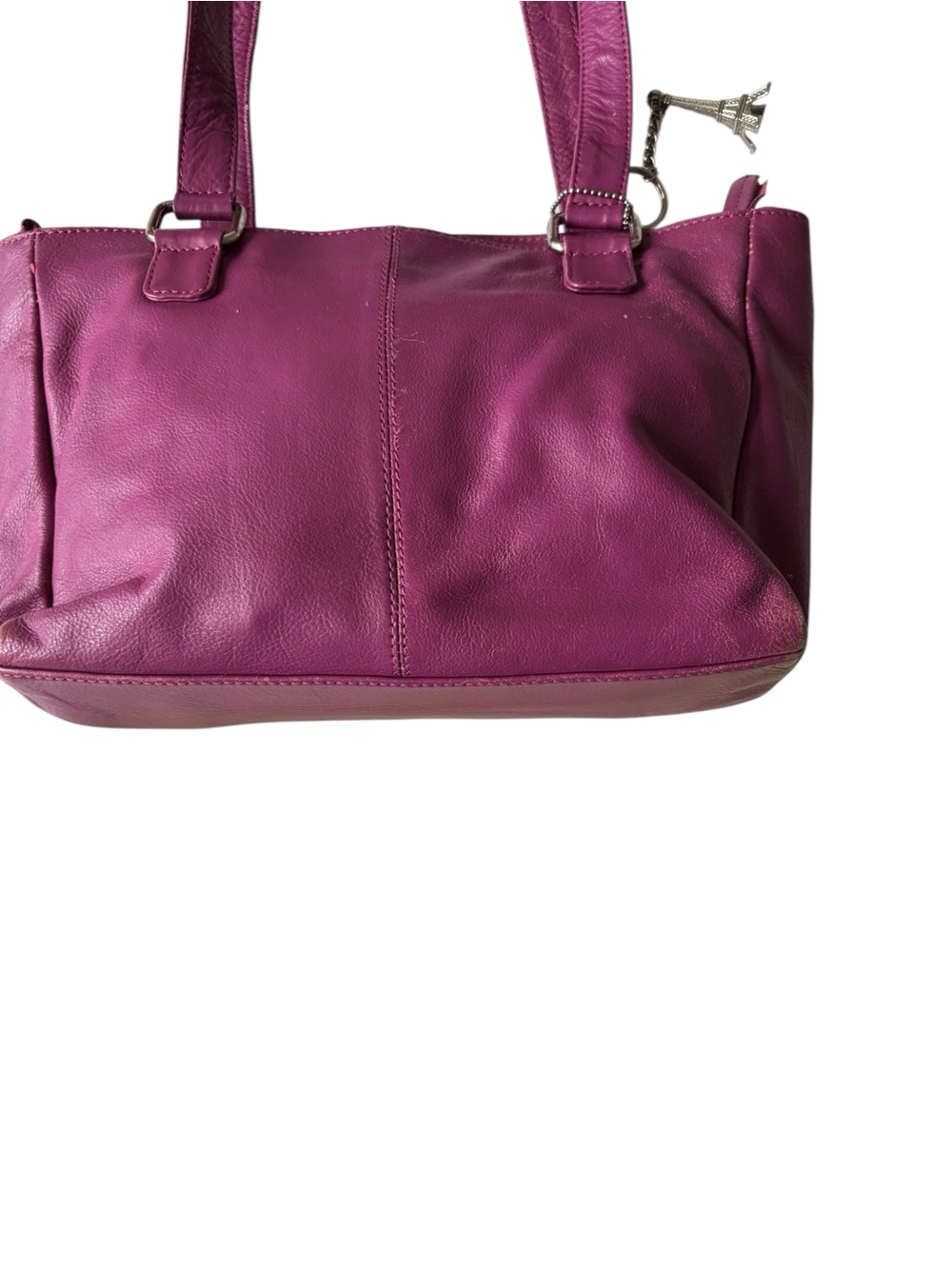 Women's Plum Leather Shoulder Bag with Front Ring Detail - Picture 10 of 11